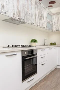 Modern white kitchen interior Stock Photos