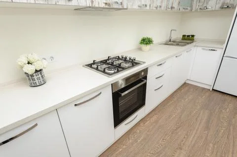 Modern white kitchen interior Stock-Fotos