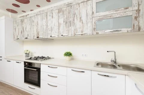 Modern white kitchen interior Stock Photos