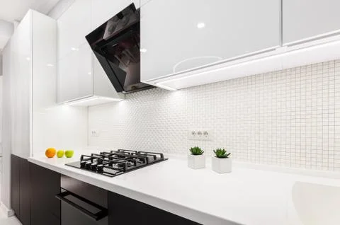 Modern white kitchen Stock Photos