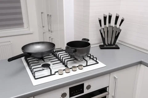 Modern white kitchen Stock-Fotos