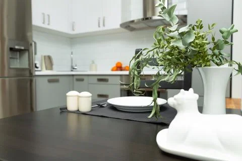 Modern white kitchen Stock Photos
