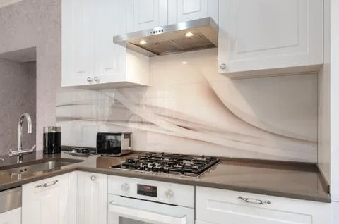 Modern white kitchen Stock Photos