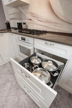 Modern white kitchen Stock Photos