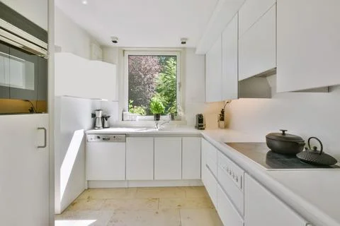 Modern white kitchen Stock Photos
