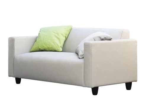 Modern white leather sofa with pillows. 3d render Stock Illustration
