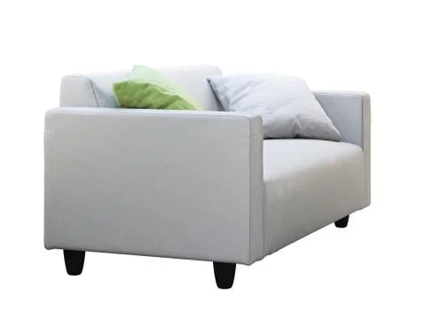 Modern white leather sofa with pillows. 3d render Stock Illustration