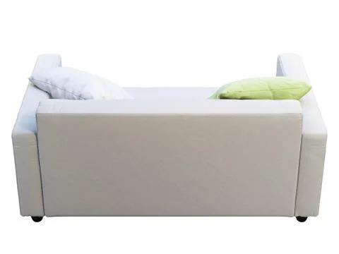 Modern white leather sofa with pillows. 3d render Stock Illustration