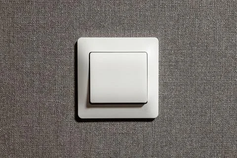 Modern White Light Switch on Textured Wall Stock Photos