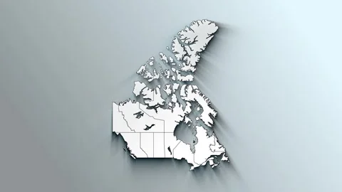 Modern White Map of Canada with Provinces and Territories Stock Footage 244217521