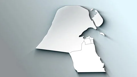 Modern White Map of Kuwait with Governorates Stock Footage 244210322
