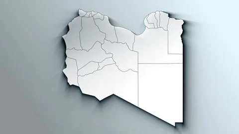 Modern White Map of Libya with Districts Stock Footage 244386306