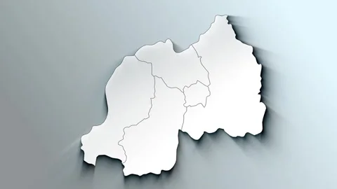 Modern White Map of Rwanda with Provinces Stock Footage 244384398