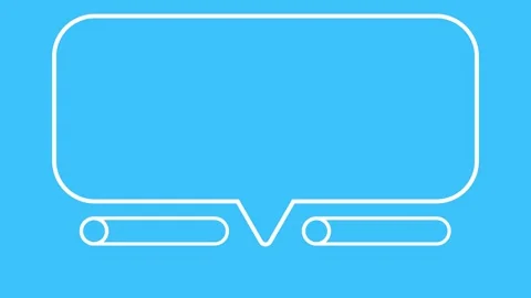 Modern white outline speech bubble animation on bright blue background. Min.. Stock Footage 341308943