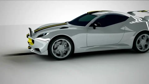 Modern white rally car speeding on a minimalist white background Stock Footage 335952738