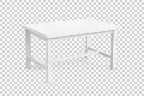 Modern White Rectangular Table on Transparent Background Illustrazione stock