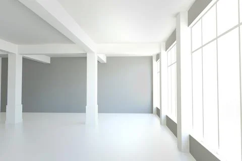 Modern white room with window イラスト素材