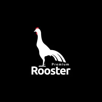 Modern white rooster logo design Stock Illustration