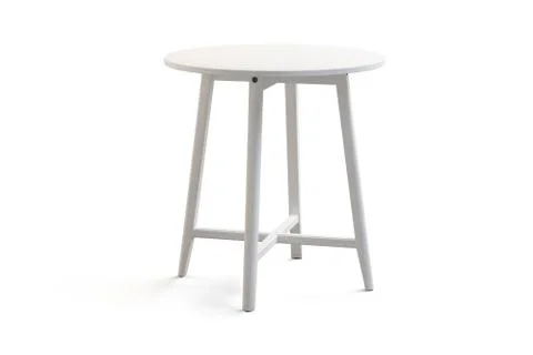 Modern white round coffee table on thin legs. 3d render Stock Illustration
