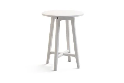 Modern white round coffee table on thin legs. 3d render Stock Illustration
