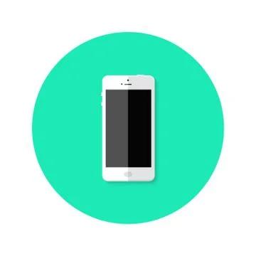 Modern White Smartphone Flat Circle Icon Stock Illustration