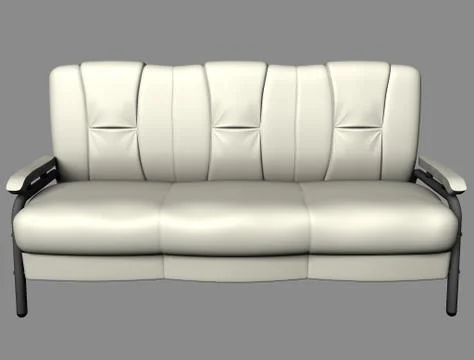 Modern white suede couch isolated on light background. Front view. Cutout object Stock Illustration