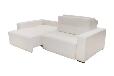 Modern white suede couch sofa  isolated Stock Photos