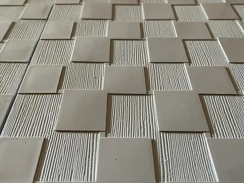Modern White Textured Wall Panel with Geometric Checkered Pattern and Abstract Stock Photos