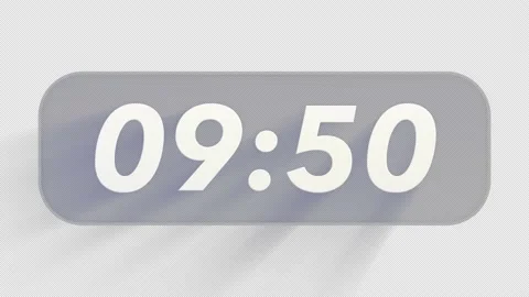 Modern White Timer One Minute Animation From 10:00 To 00:00 4K HD alpha Stock Footage 152715623