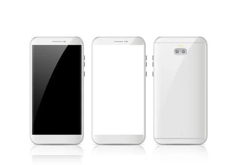 Modern white touchscreen cellphone tablet smartphone isolated on light backgr Stock Illustration