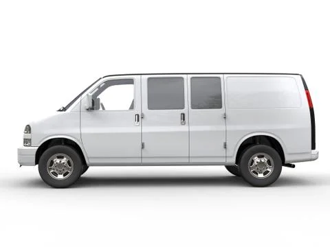 Modern white van - side view - 3D illustration Stock Illustration