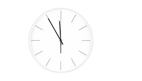 Modern White wall clock with minimalist design featuring clean white face Stock Photos