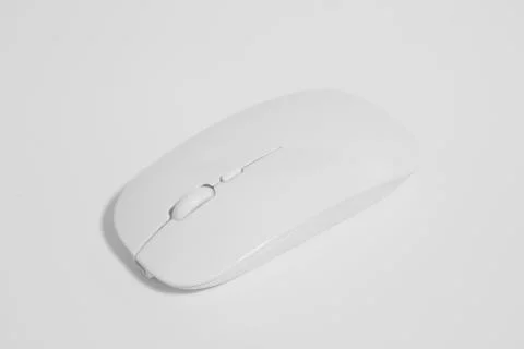 Modern White wireless computer mouse isolated on white background Stock Photos