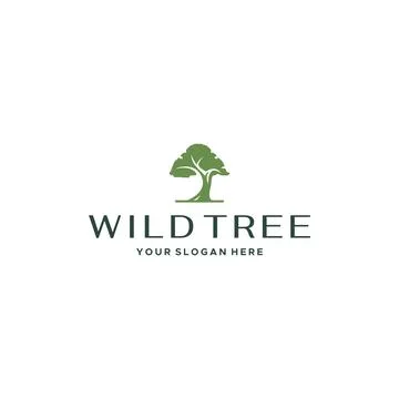 Modern WILD TREE plants leaf stalk logo design Stock Illustration