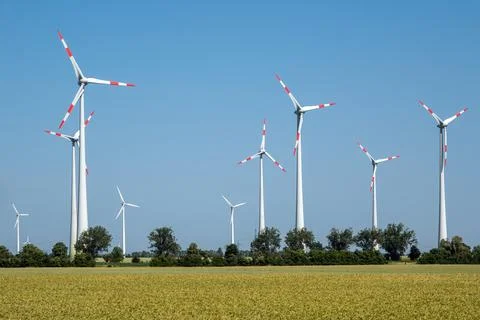 Modern wind energy plants Stock Photos