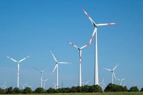 Modern wind energy plants Stock Photos