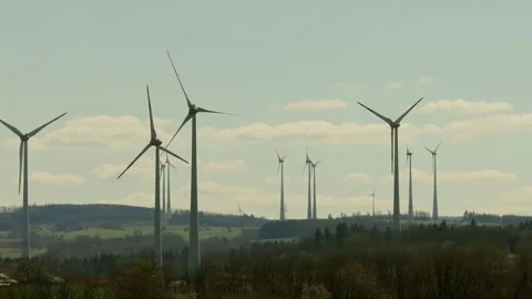 A modern wind park in dusk 4k 25fps video Stock-Footage 306443774