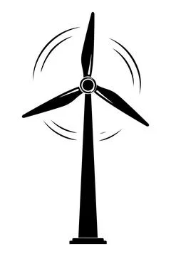 Modern wind turbine generating clean renewable energy with rotating blades Stock Illustration