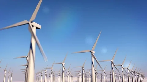 Modern windmill against the blue sky Stock Footage 70385835