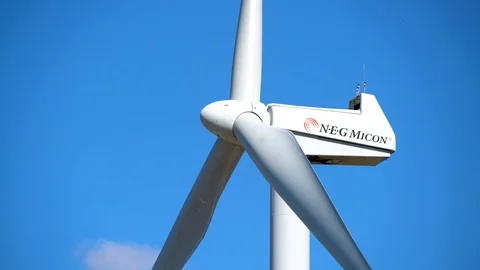 Modern windmill generation power at a Dutch landscape Stock Footage 89408481