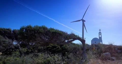 Modern windmill on the island of Crete. Stock Footage 116415259