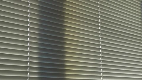 Modern Window Blinds with Rays of Light Penetrating Gaps Stock Footage 263928371