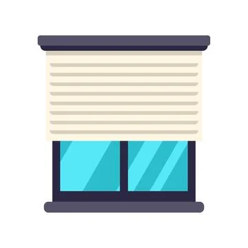 Modern window with closed beige roller blind illustration Stock Illustration