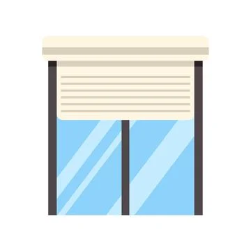 Modern window with closed white roller shutter blinds Ilustración de archivo