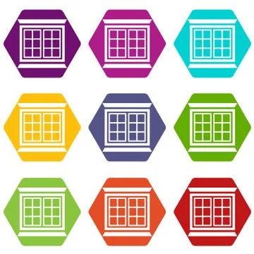 Modern window frame icons set 9 Stock Illustration