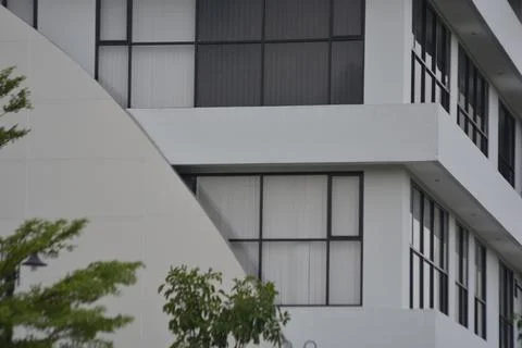 Modern window grid and diagonal facade abstract architecture Stock Photos