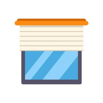 Modern window with orange frame and closed beige blinds illustration Stock Illustration