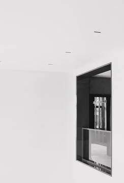 Modern window railing white wall design interior Stock Photos