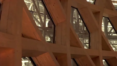 Modern window structure of the Seine Musicale in Paris, France viewed at Stock Footage 202110453