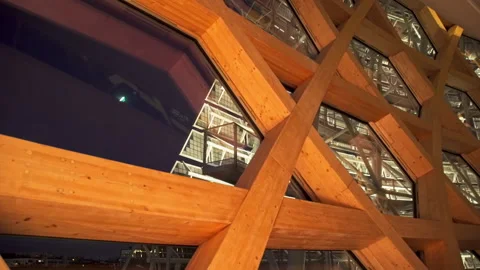 Modern window structure of the Seine Musicale in Paris, France viewed at Stock Footage 202110455